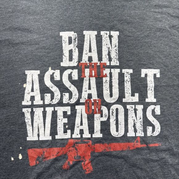 Ban The‎ Assault On Weapons, Gun Printed Men's New Patriotic Black T-shirt - Picture 3 of 9